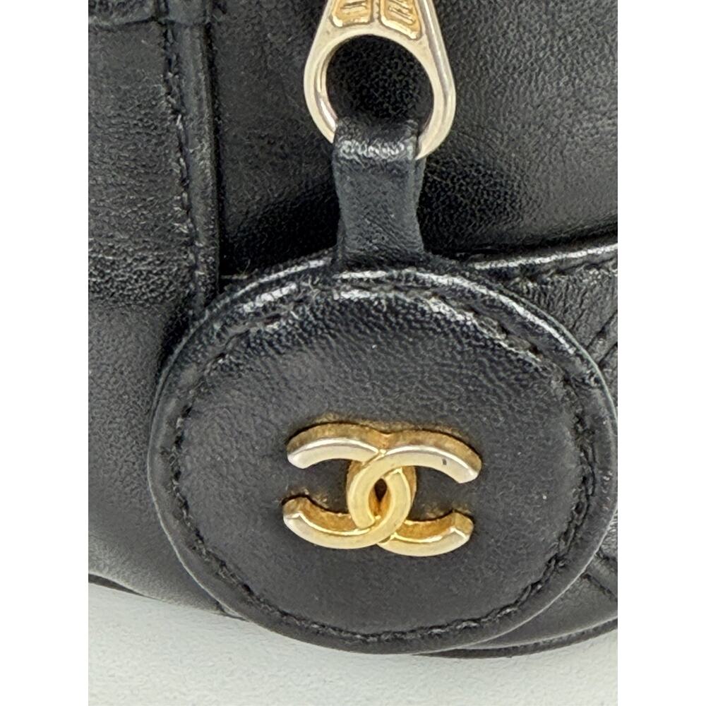 Chanel Vanity Case Vintage Black Quilted Lambskin Top Handle 1989-1991 S11 - Picture 8 of 15